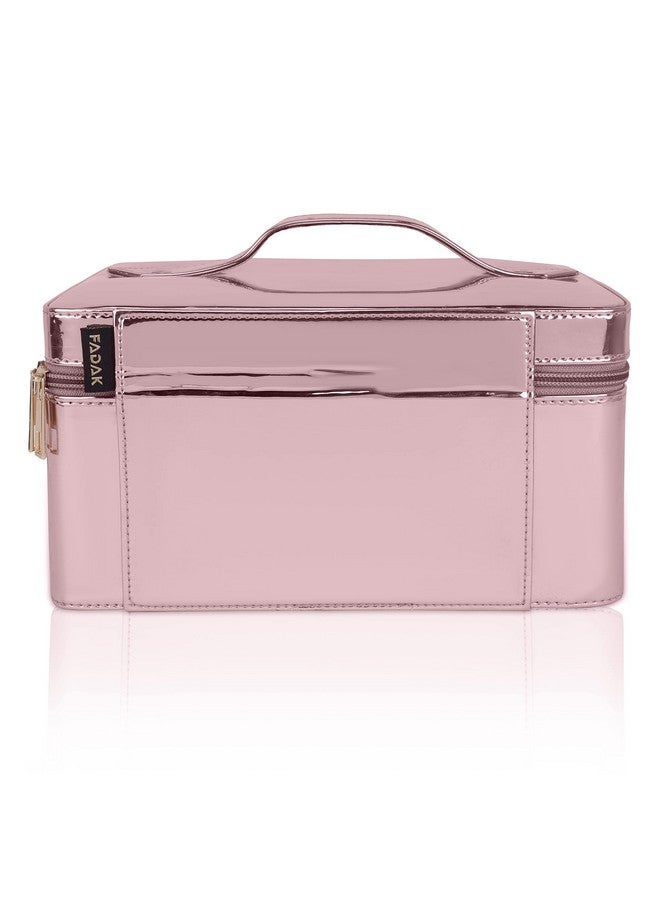 fadak Vanity Organiser for Women Makeup Box for All Cosmetic and Jewellery Item Pu Pattern (Pink) - Image 2