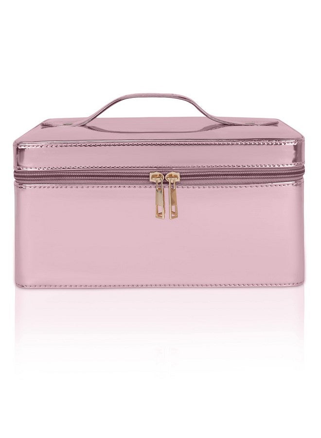 fadak Vanity Organiser for Women Makeup Box for All Cosmetic and Jewellery Item Pu Pattern (Pink) - Image 1