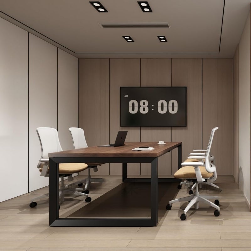 Neo Front Meeting Desk 2.4m DG-M024 – 8–10 Seater Office Conference Table with MDF Wood and Metal Legs - Image 1