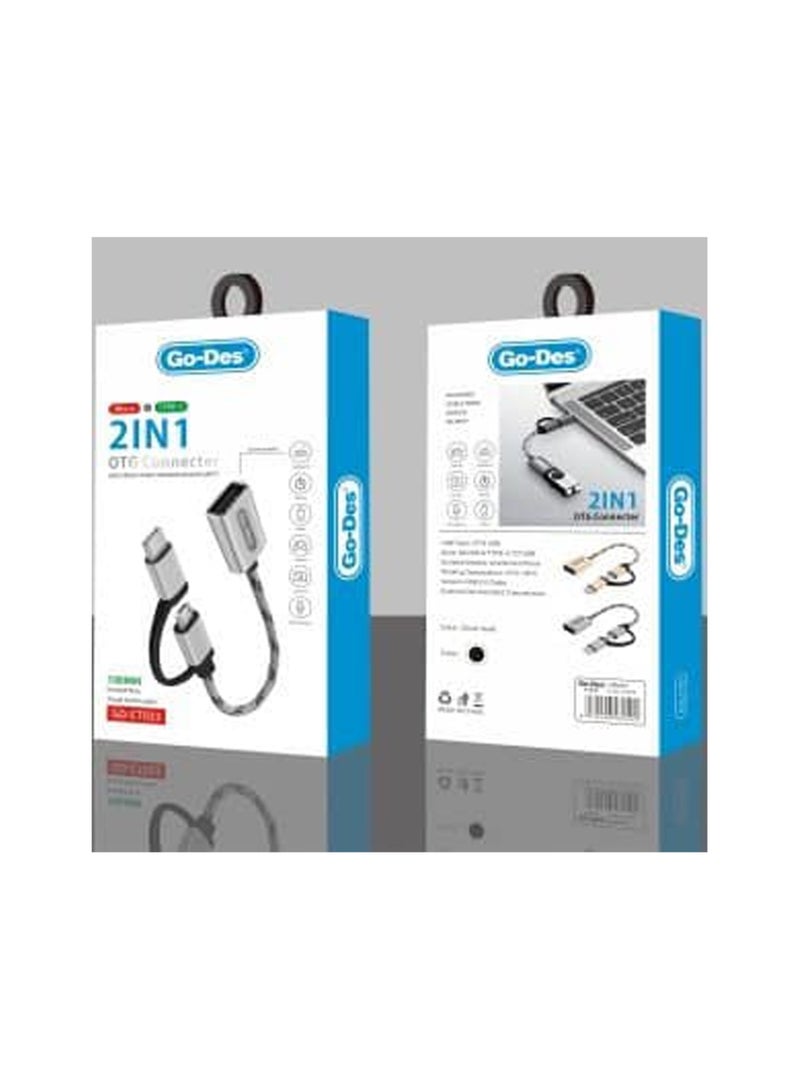 GO-DES Go-Des 2 in 1 OTG Connector Micro + Type C -GD-CT033 - Black  - Image 2