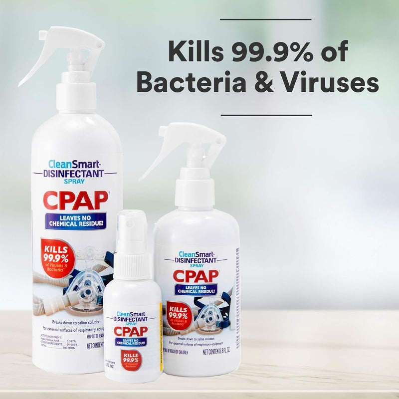 CleanSmart CPAP Disinfectant Spray, Kills 99.9% of Bacteria and Viruses on CPAP Equipment, No Residue, 16 oz (Pack of 2) - Image 2