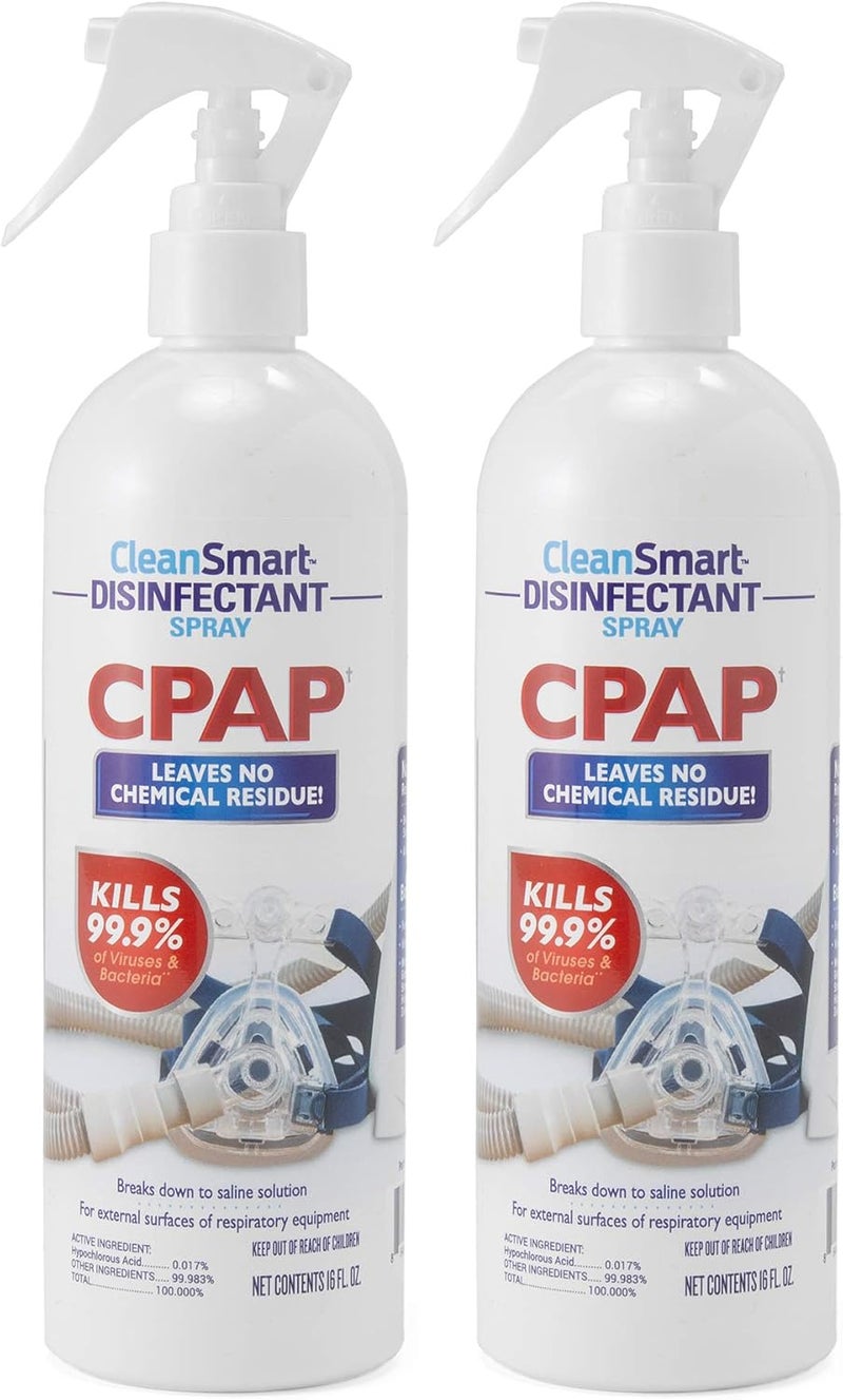 CleanSmart CPAP Disinfectant Spray, Kills 99.9% of Bacteria and Viruses on CPAP Equipment, No Residue, 16 oz (Pack of 2) - Image 1