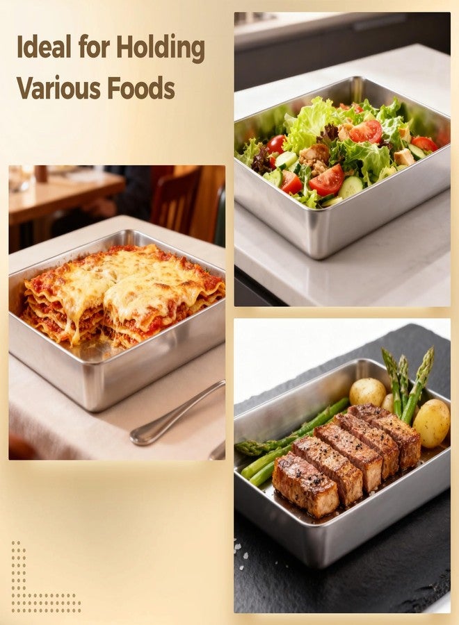 DORMIYA 4PCS Stainless Steel Cake Pan With Lid, 13/11/9/5 Inch Rectangle Sheet Pan, Nonstick Bakeware Cake Pan for Bread, Cake, Meat, Vegetables - Image 5