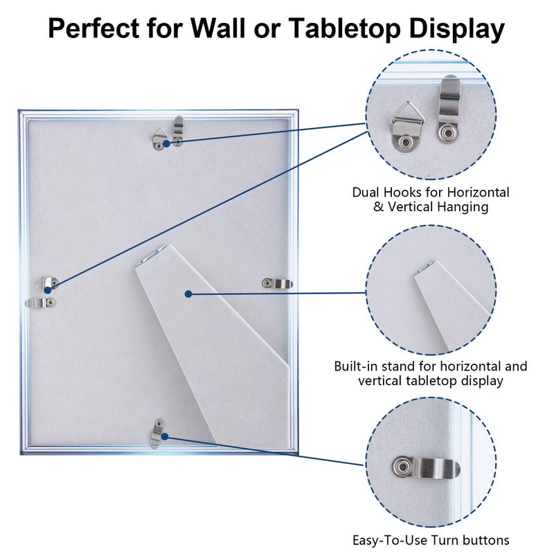 MFoffice Gradient 5x7 Acrylic Picture Frame - Fits 4x6 with Mat or 5x7 without Mat, with Tabletop Stand & Wall Mount for Home Office Decor, Blue, 1Pack - Image 5