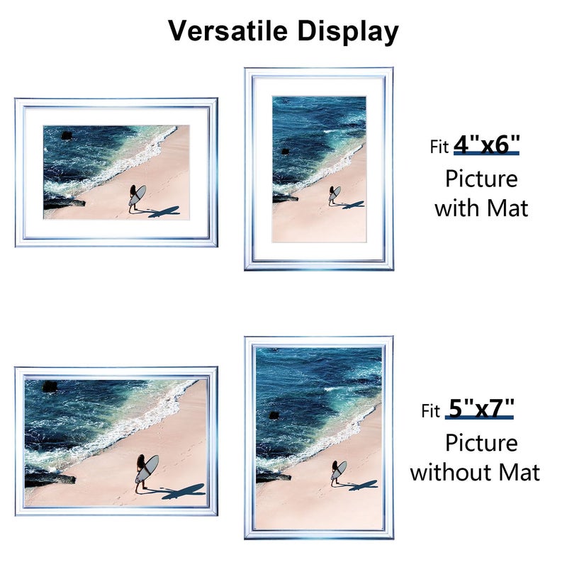 MFoffice Gradient 5x7 Acrylic Picture Frame - Fits 4x6 with Mat or 5x7 without Mat, with Tabletop Stand & Wall Mount for Home Office Decor, Blue, 1Pack - Image 3