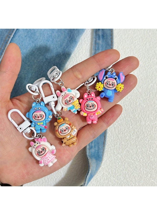 LABUBU Labubu Keychain Cute Cartoon Doll Girlish Cartoon Pendant Student Accessory  - Image 4