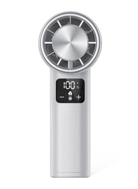 Trands Mini Handheld Fan Portable High Speed Cooling Fan LED Display Type-C Rechargeable with Speed 1-199 Dual Refrigeration and Natural Wind Mode FS1263