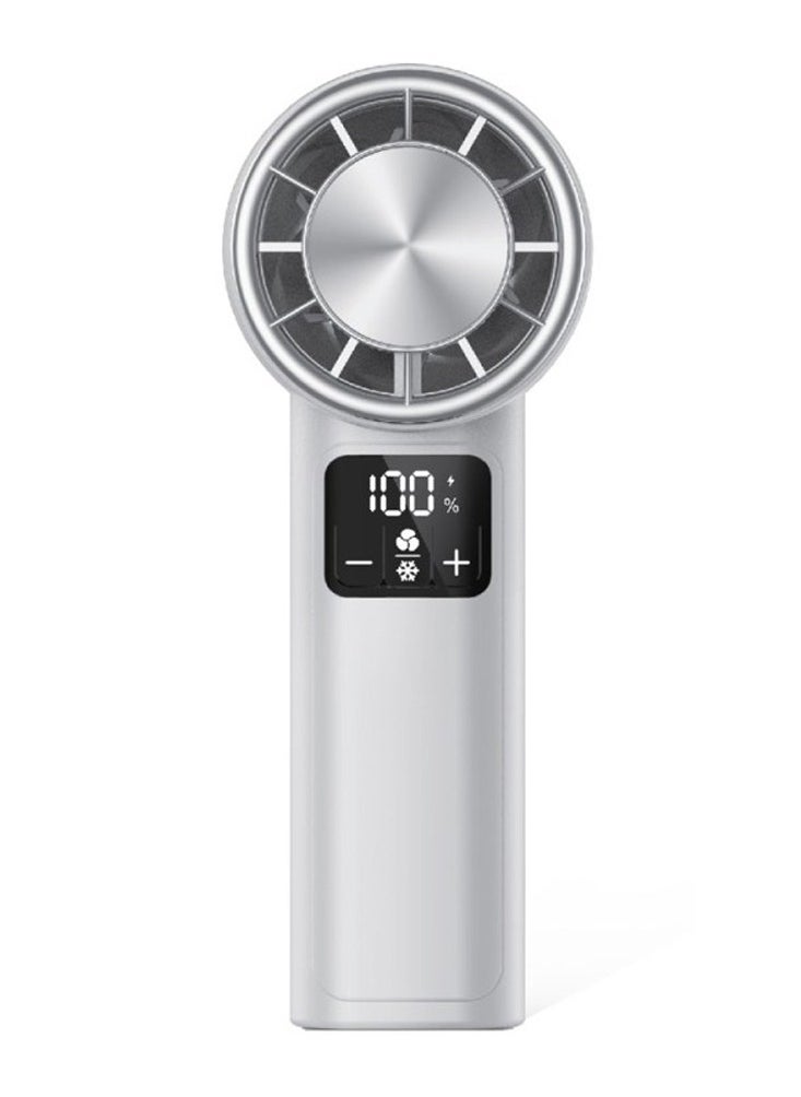 Trands Mini Handheld Fan Portable High Speed Cooling Fan LED Display Type-C Rechargeable with Speed 1-199 Dual Refrigeration and Natural Wind Mode FS1263