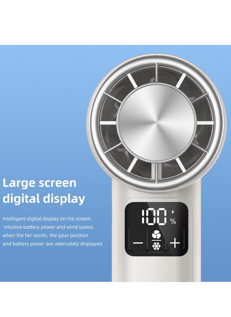 Trands Mini Handheld Fan Portable High Speed Cooling Fan LED Display Type-C Rechargeable with Speed 1-199 Dual Refrigeration and Natural Wind Mode FS1263