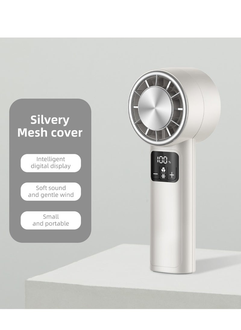 Trands Mini Handheld Fan Portable High Speed Cooling Fan LED Display Type-C Rechargeable with Speed 1-199 Dual Refrigeration and Natural Wind Mode FS1263