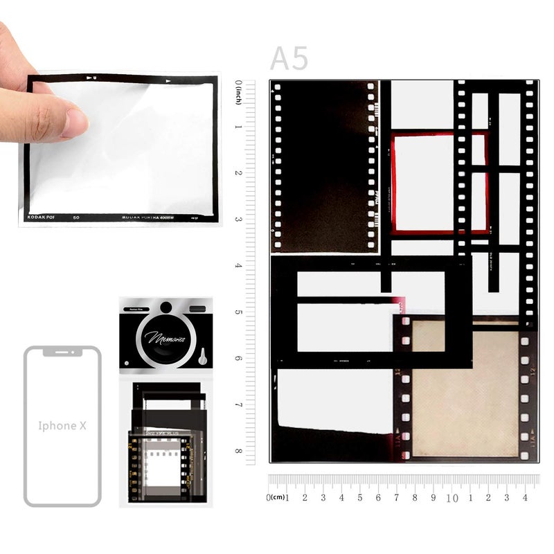 Mayplous 5 Packs Retro Camera Film Sticker Decorative Filmstrip Scrapbook Sticker Photo Frame Sticker For Cinema Decoration Film Festival Poster Diy Photo Album Scrapbooking Diary Arts And Crafts (Memories) - Image 4