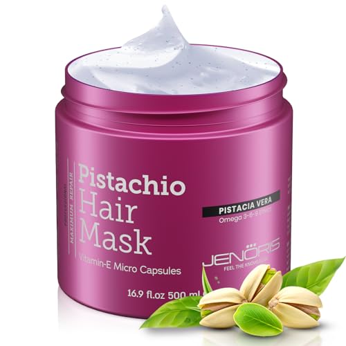 Jenoris Pistachio Hair Mask for Dry Damaged Hair – Deep Conditioning Hair Mask Treatment with Pistachio Oil & Vitamin E, For Color-Treated Hair, For Hair Repair, Paraben & Salt Free, 16.9 Fl Oz - Image 1