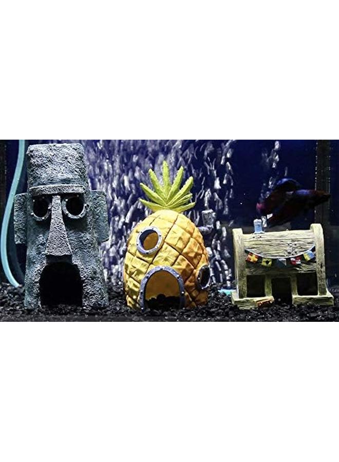 بين بلاكس ديكورات خزان الأسماك المربعة المرخصة رسميًا على شكل أناناس سكويدوارد هوم وتماثيل الراتنج من السلطعون القشري لحوض السمك وديكور تررم - Image 2