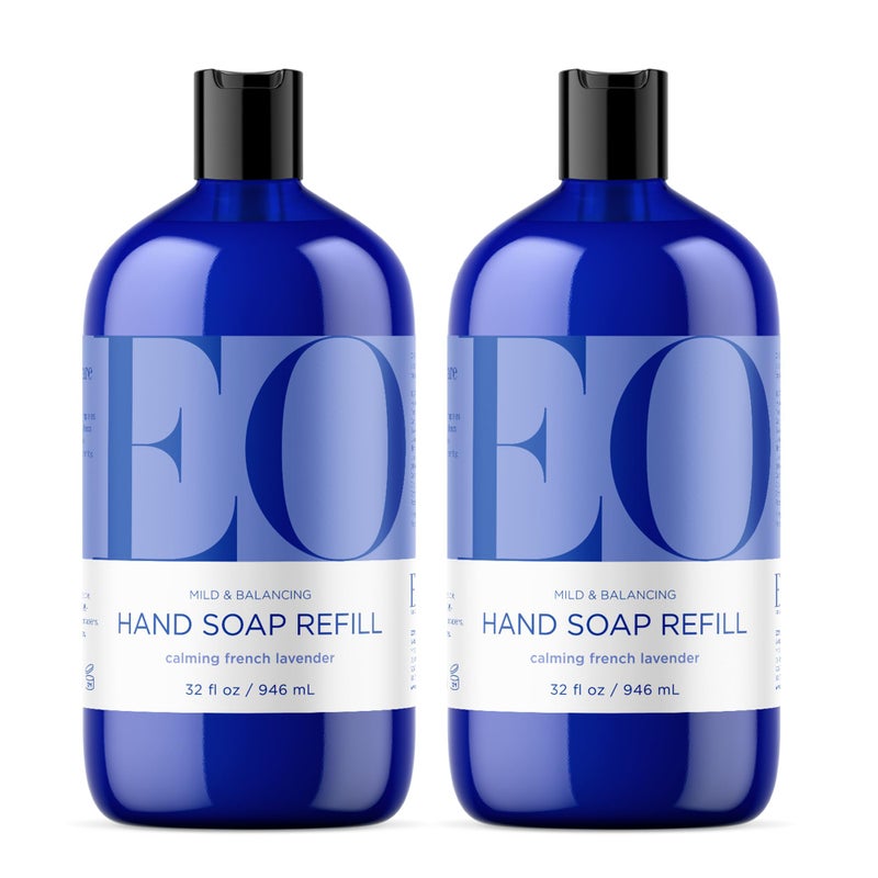 EO Liquid Hand Soap Refill, 32 Ounce (Pack of 2), French Lavender, Organic Plant-Based Gentle Cleanser with Pure Essential Oils - Image 1