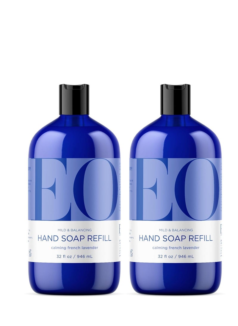 EO EO Liquid Hand Soap Refill, 32 Ounce (Pack of 2), French Lavender, Organic Plant-Based Gentle Cleanser with Pure Essential Oils  - Image 1