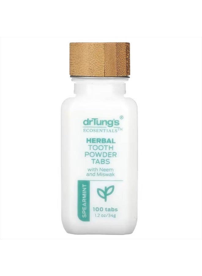 drTung's DrTung's Herbal Toothpaste Tablets - Fluoride Free Toothpaste Tabs, Travel Size Toothpowder Tabs, TSA Compliant, Toothpowder Tabs, Vegan, Non-GMO, Chewable Tablets - Spearmint (100 Tabs)  - Image 1
