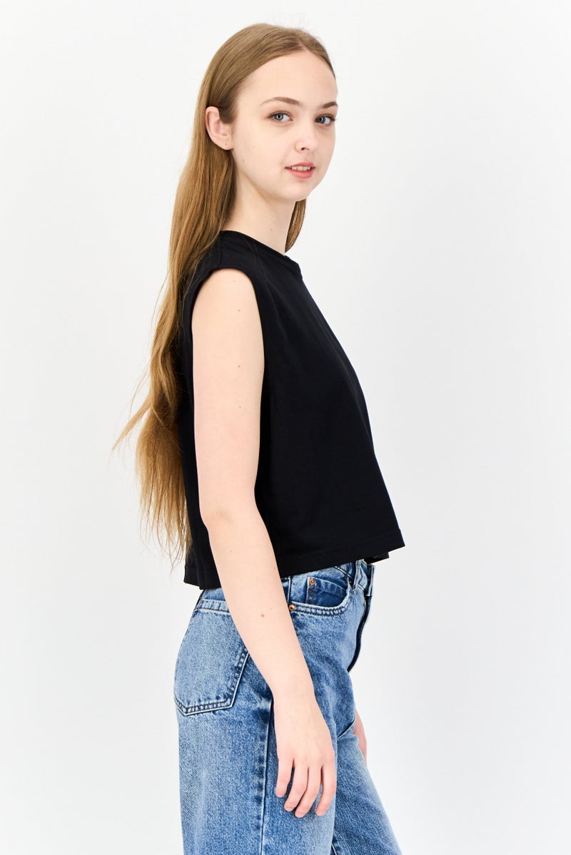 ESPRIT قمصان بلا أكمام بطبعة جرافيك للنساء، سوداء - Image 2