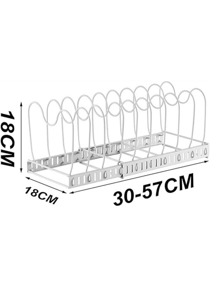 وعاء وعاء المنظم رف، وعاء غطاء المطبخ مجلس الوزراء المنظم حامل مع 10 مقصورة قابلة للتعديل، أدوات الطبخ الخبز الخبز تخزين حامل للمطبخ طاولة مخزن (أبيض) - Image 5