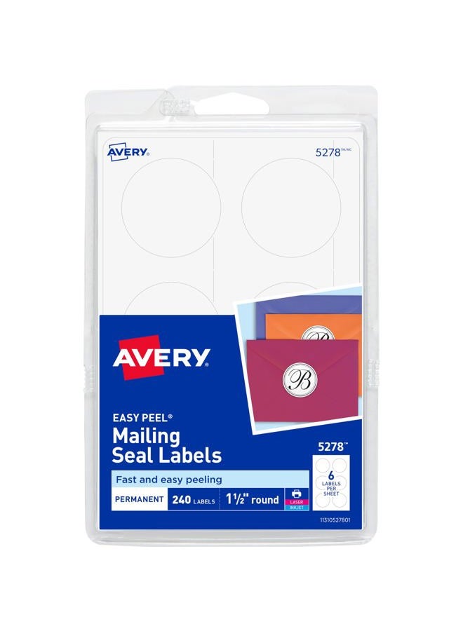 AVERY Mailing Seals for Laser and Ink Jet Printers, 1.5-Inch, Round, Pack of 240 (5278), White - Image 1