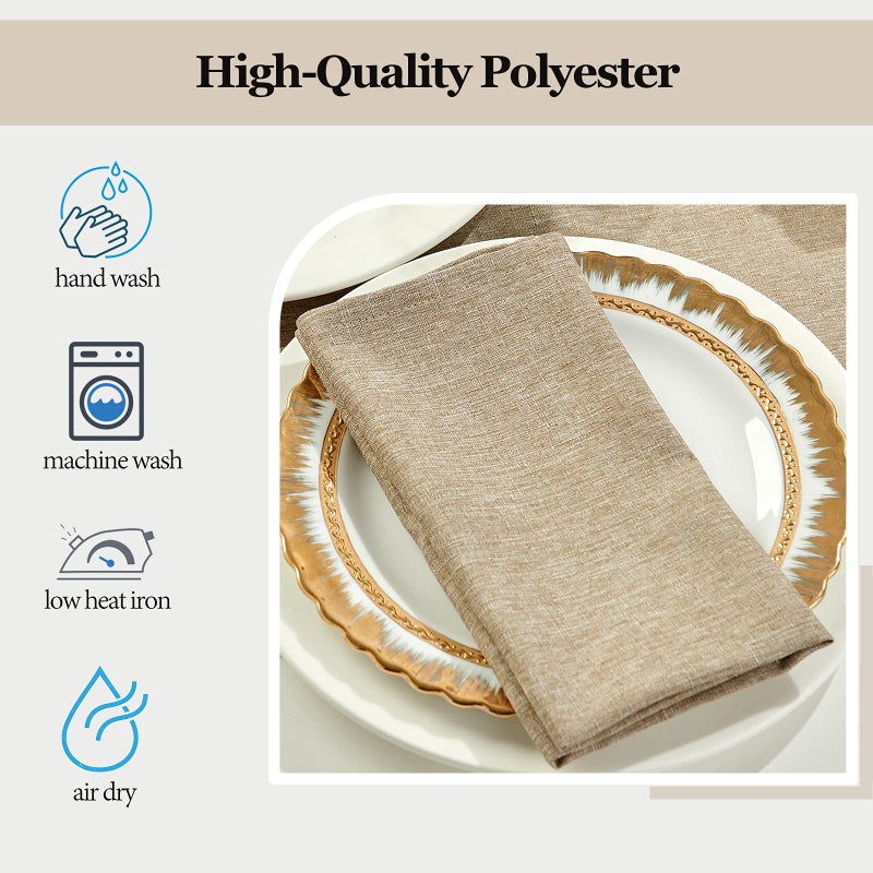 Mebakuk Cloth Napkins Set of 12  Premium 17 x 17 Inch Solid Washable Linen Style Napkins  Soft Table Napkin for Wedding Party Restaurant Dinner Parties (Mocha  Set of 12) - Image 3