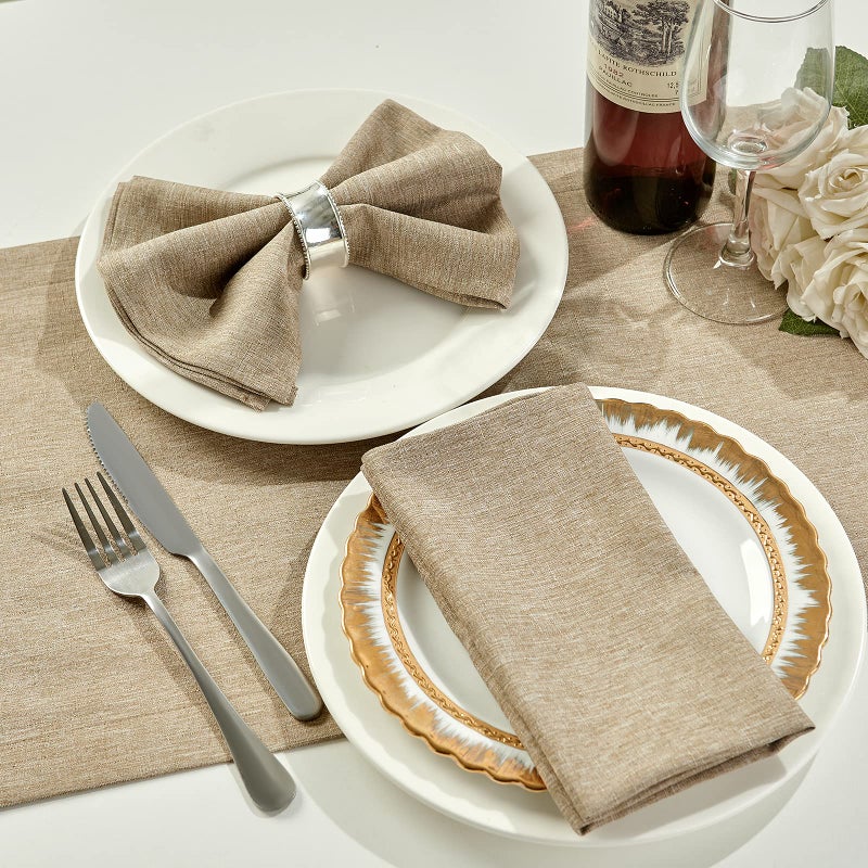 Mebakuk Cloth Napkins Set of 12  Premium 17 x 17 Inch Solid Washable Linen Style Napkins  Soft Table Napkin for Wedding Party Restaurant Dinner Parties (Mocha  Set of 12) - Image 2