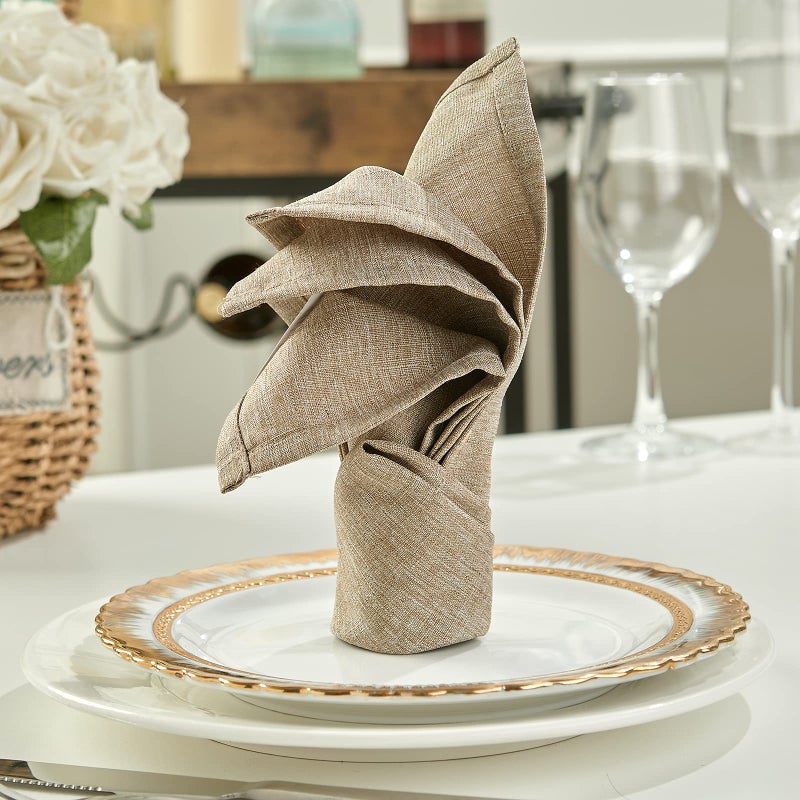 Mebakuk Cloth Napkins Set of 12  Premium 17 x 17 Inch Solid Washable Linen Style Napkins  Soft Table Napkin for Wedding Party Restaurant Dinner Parties (Mocha  Set of 12) - Image 5