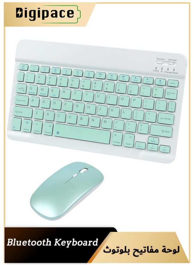 Digipace Bluetooth Keyboard and Mouse Combo for iPad, Ultra-Slim Rechargeable Silent Wireless Keyboard, Portable Tablet Set (Green) - Image 1