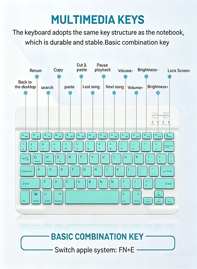 Digipace Bluetooth Keyboard and Mouse Combo for iPad, Ultra-Slim Rechargeable Silent Wireless Keyboard, Portable Tablet Set (Green) - Image 3