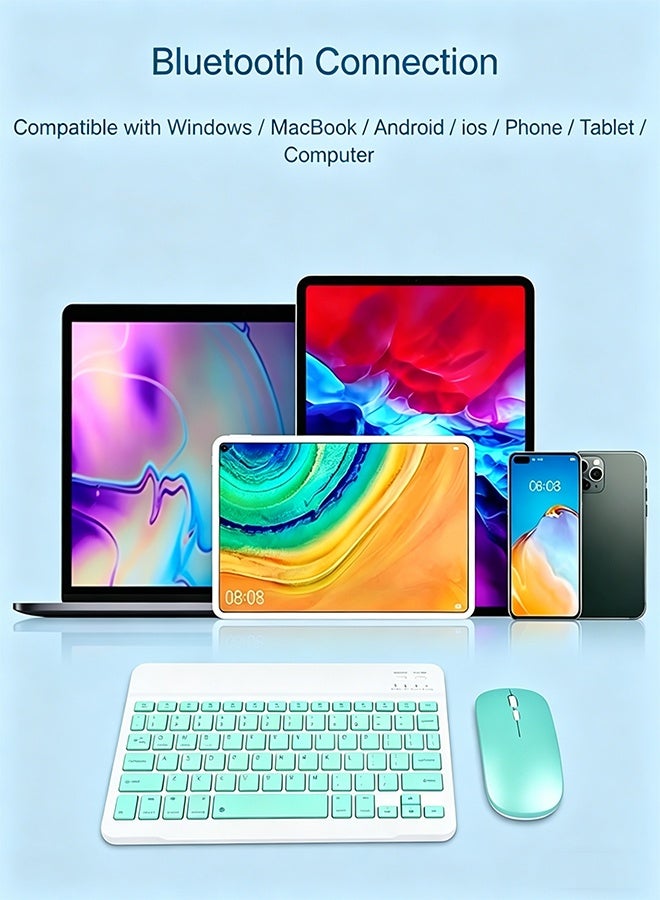 Digipace Bluetooth Keyboard and Mouse Combo for iPad, Ultra-Slim Rechargeable Silent Wireless Keyboard, Portable Tablet Set (Green) - Image 5