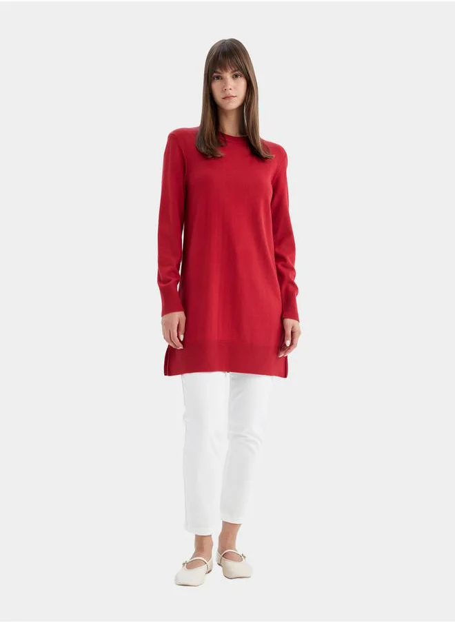 DeFacto Regular Fit Crew Neck Side Slit Longline Tunic by Styli