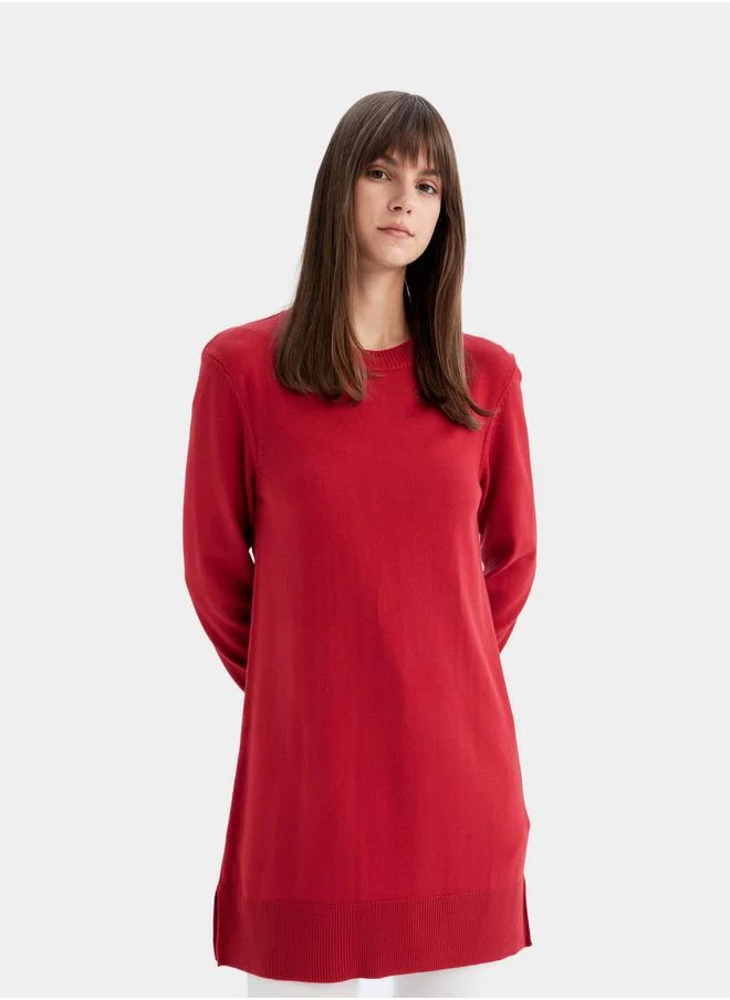 DeFacto Regular Fit Crew Neck Side Slit Longline Tunic by Styli
