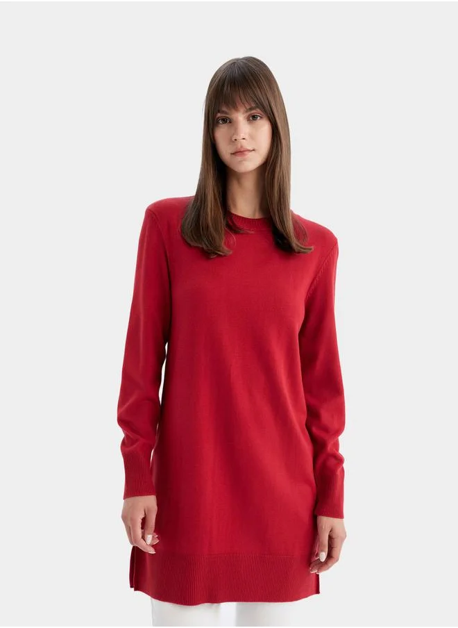 DeFacto Regular Fit Crew Neck Side Slit Longline Tunic by Styli