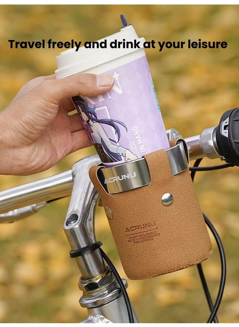 ACRUNU Light Coffee Aluminum Alloy Bike Cup Holder – Fits Handlebars up to 40mm, with Foam Padding & Rubber Lining - Image 3