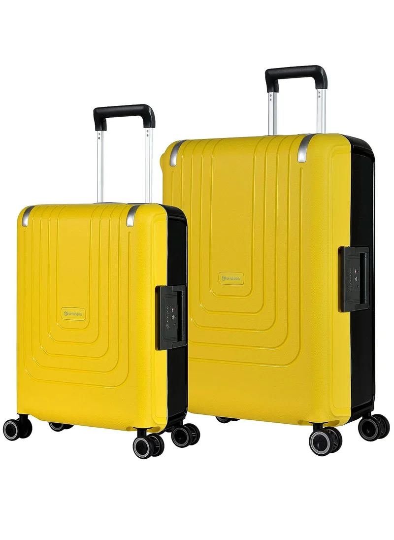 إيمينينت Vertica Hard Case Trolley Luggage Set of 2 Polypropylene Lightweight 4 Quiet Double Spinner Wheels With TSA Lock B0006M Yellow Black