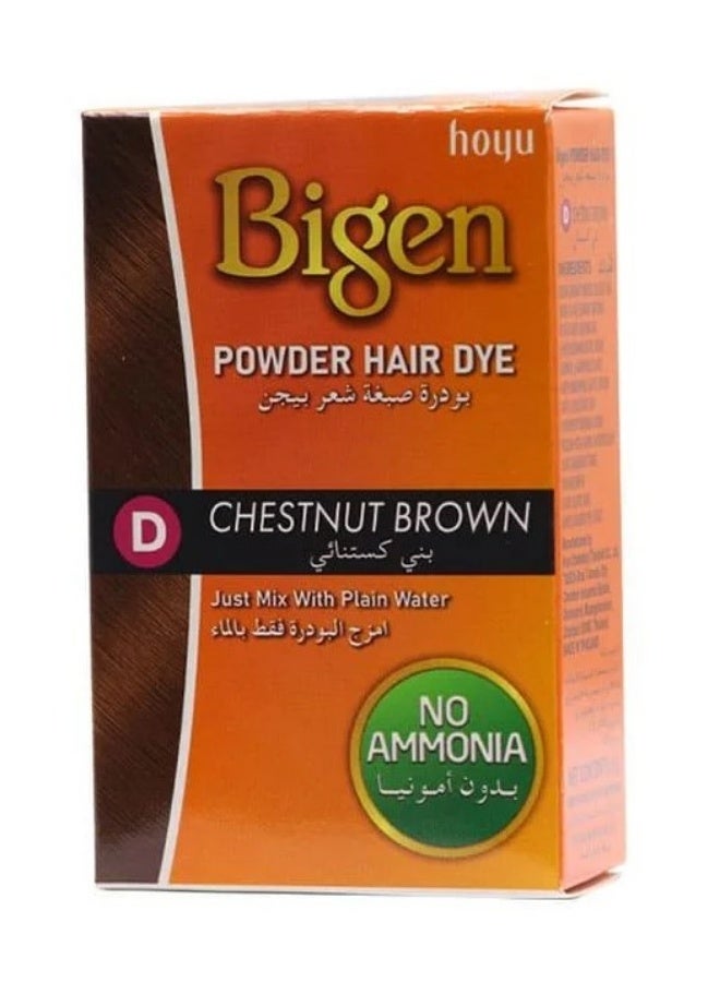 Bigen D Chestnut Brown Powder Hair Dye - 6g - Image 2