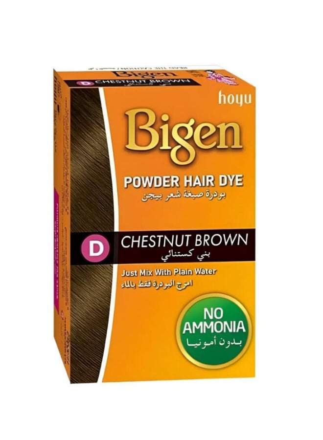 Bigen D Chestnut Brown Powder Hair Dye - 6g - Image 1