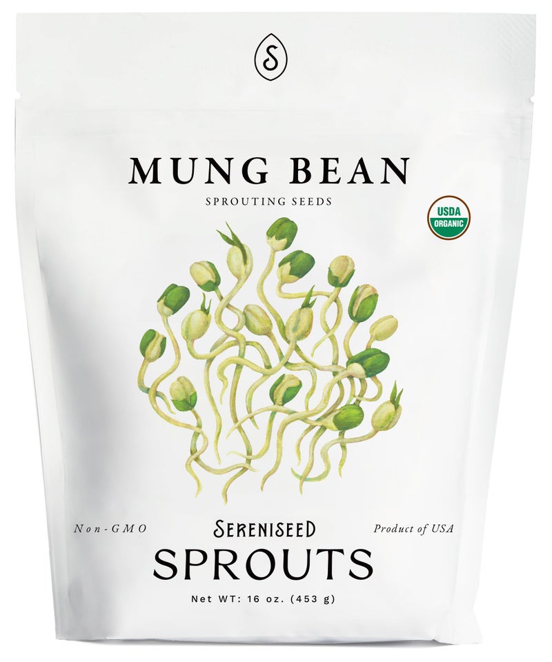 Sereniseed Organic Mung Bean Sprout Seeds (16 oz) – Non-GMO, Heirloom Seeds for Sprouting and Microgreens - Image 1