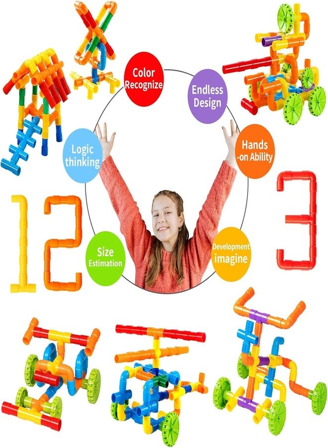 Estilo 100 Pcs Building Block Pipe | STEM Learning Construction Set | Pipeline Building Blocks for Kids | Preschool Educational Toy | Best Gift for Toddlers 3+ - Image 4