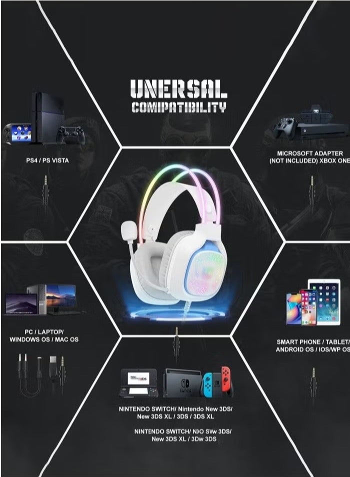JAJEEK X22 Wired Gaming Headset – Over-Ear Headphones for PS4/PS5/Xbox One/Xbox Series/NSwitch/PC – White Design  - Image 2