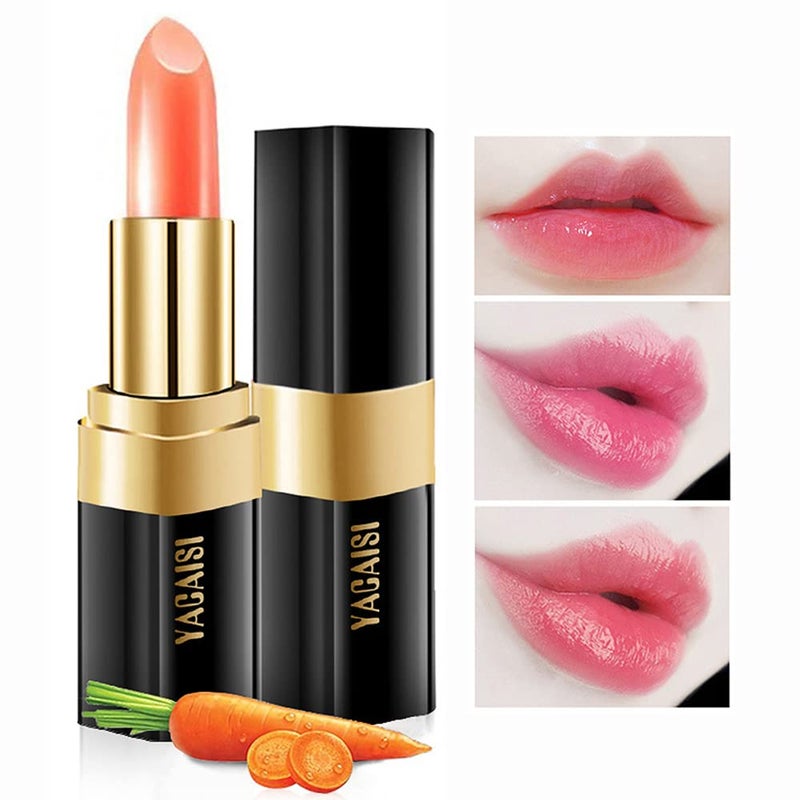 Yeweian Carrot Color Changing Lipstick, Natural Moisturizing Lip Gloss Korean Lip Balm Long Lasting Lip Care Labiales Magicos Nutritious Magic Lipstick For Women - Image 1