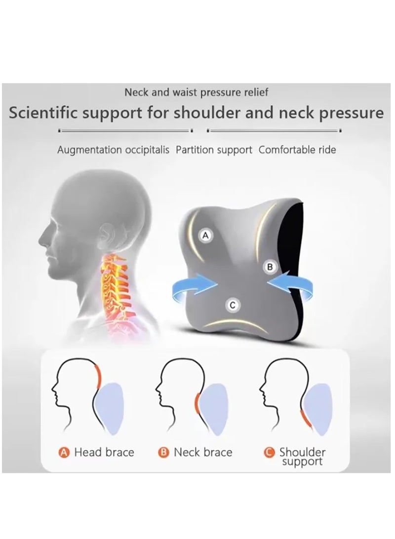 Arabest Lumbar Support Pillow and Car Headrest Neck Pillow, Ergonomic Design Memory Cotton Headrest and Back, Car Waist Pillow and Car Neck Support Pillow for Office Chair - Image 3