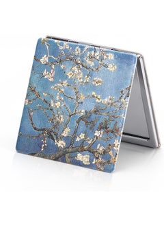 Dynippy Dynippy Compact Mirror 3.15 inch Double-Sided 1X/2X Magnifying Bulk Pu Leather Makeup Mirrors Round Mirror for Purses Small Pocket Portable Hand Mirror for Woman Mother (F-Almond Blossom) 