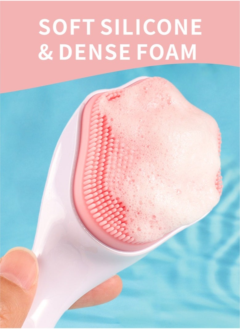 HieerBus - Silicone Facial Cleansing Brush, Cleanser Face Exfoliator Fine Bristles for Sensitive Skin Easy to Clean Lather Well (pink) - Image 1
