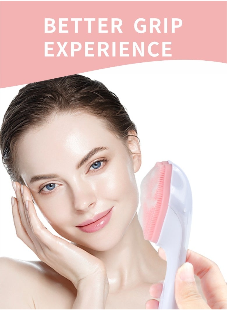 HieerBus - Silicone Facial Cleansing Brush, Cleanser Face Exfoliator Fine Bristles for Sensitive Skin Easy to Clean Lather Well (pink) - Image 1