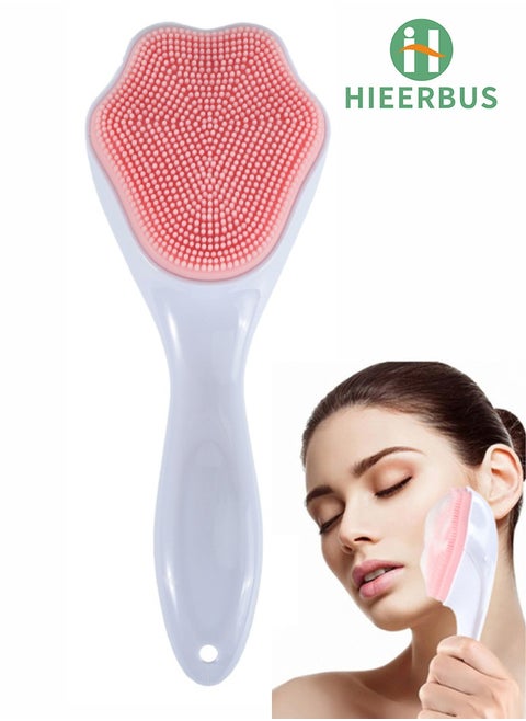 Silicone Facial Cleansing Brush, Cleanser Face Exfoliator Fine Bristles for Sensitive Skin Easy to Clean Lather Well (pink)