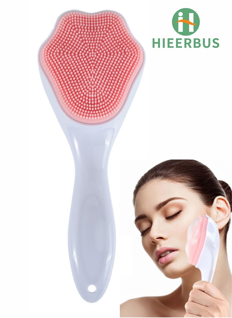HieerBus - Silicone Facial Cleansing Brush, Cleanser Face Exfoliator Fine Bristles for Sensitive Skin Easy to Clean Lather Well (pink) - Image 1