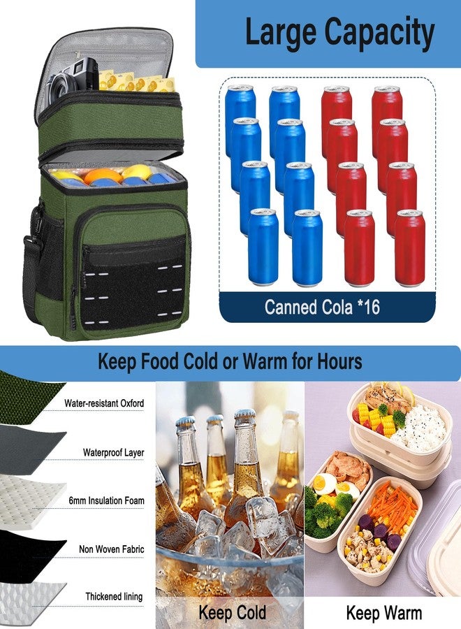 TENKIST Lunch Box Cooler Bag - Insulated Tactical Lunchbox for Men - Large Lunch Pail Lunch Kit for Adults Work Outdoor Shifts Trips Army Green 16L - Image 5