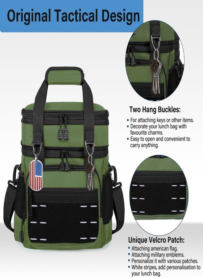 TENKIST Lunch Box Cooler Bag - Insulated Tactical Lunchbox for Men - Large Lunch Pail Lunch Kit for Adults Work Outdoor Shifts Trips Army Green 16L - Image 2
