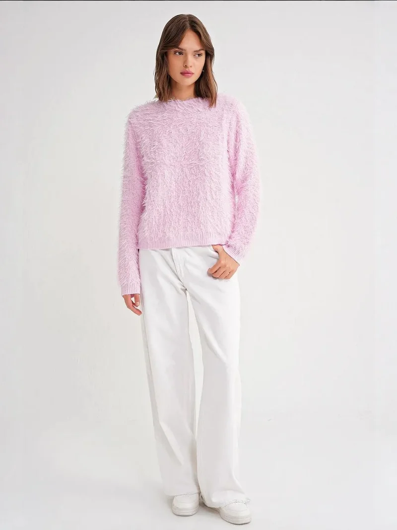 MixRay Mixray Soft Plush Textured Knit Sweater