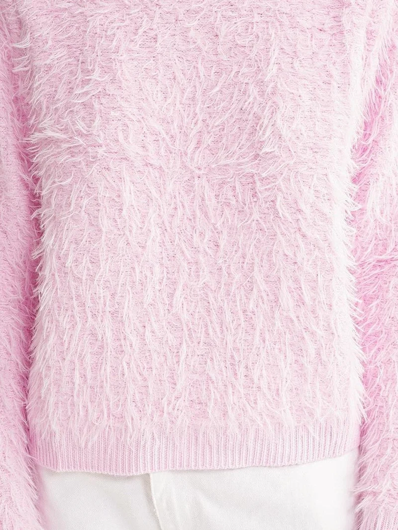 Mixray Powder Pink Mixray Soft Plush Textured Knit Sweater for Women | Best Price UAE